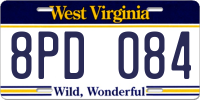 WV license plate 8PD084