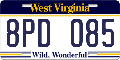 WV license plate 8PD085