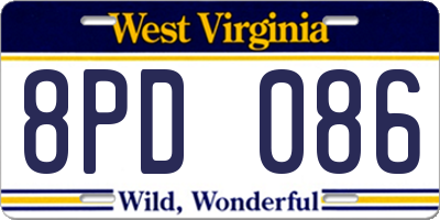 WV license plate 8PD086