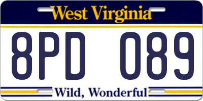 WV license plate 8PD089
