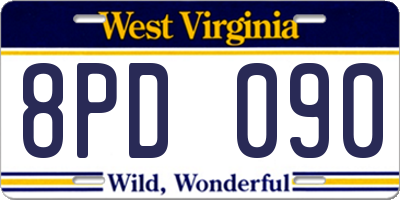 WV license plate 8PD090