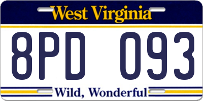 WV license plate 8PD093