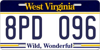 WV license plate 8PD096