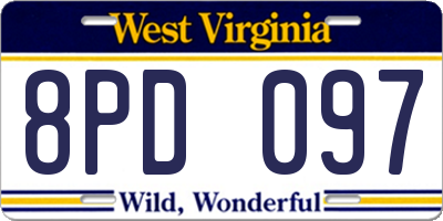 WV license plate 8PD097