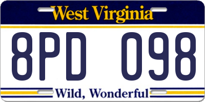 WV license plate 8PD098