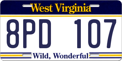 WV license plate 8PD107
