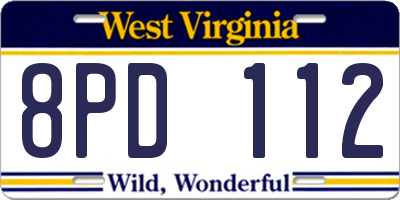 WV license plate 8PD112