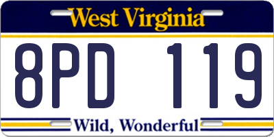 WV license plate 8PD119