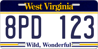 WV license plate 8PD123