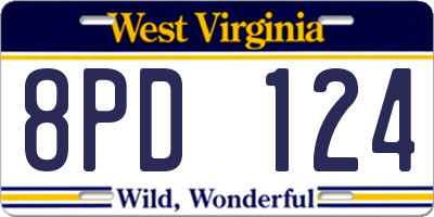 WV license plate 8PD124