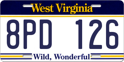 WV license plate 8PD126