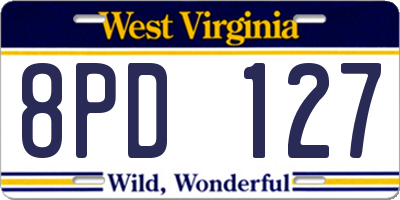 WV license plate 8PD127