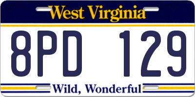 WV license plate 8PD129