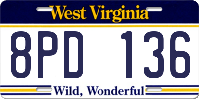 WV license plate 8PD136