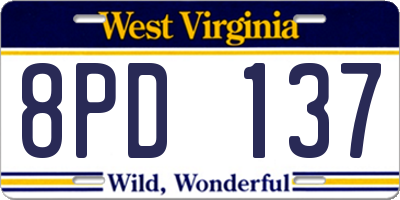 WV license plate 8PD137