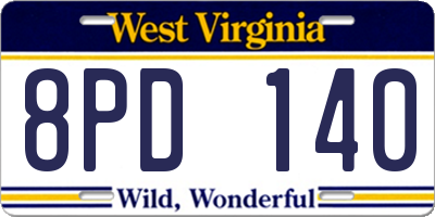 WV license plate 8PD140