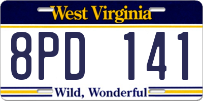 WV license plate 8PD141
