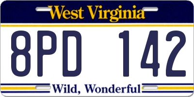 WV license plate 8PD142