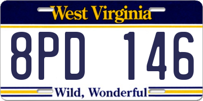 WV license plate 8PD146