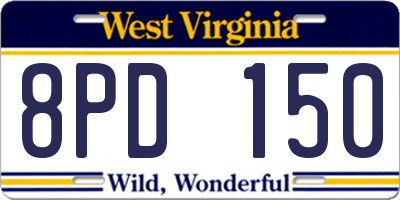 WV license plate 8PD150