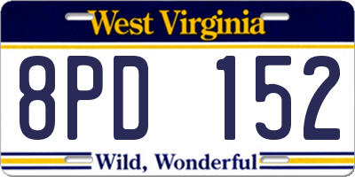 WV license plate 8PD152