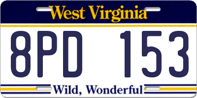 WV license plate 8PD153