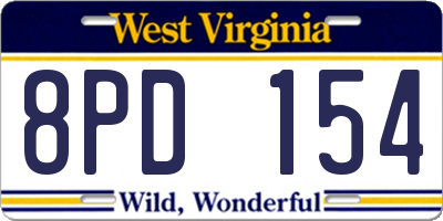 WV license plate 8PD154