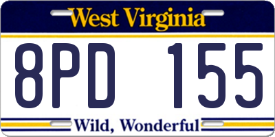 WV license plate 8PD155