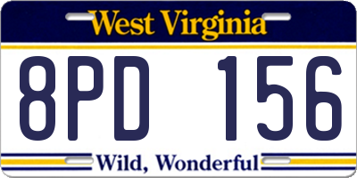 WV license plate 8PD156