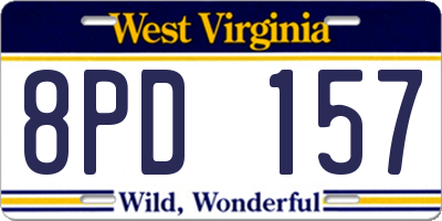 WV license plate 8PD157
