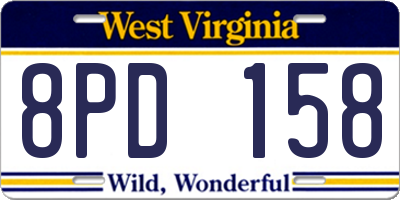 WV license plate 8PD158