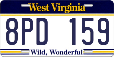WV license plate 8PD159