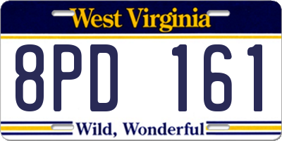 WV license plate 8PD161