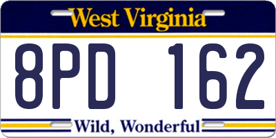 WV license plate 8PD162