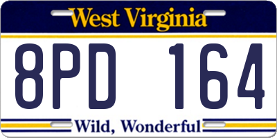 WV license plate 8PD164