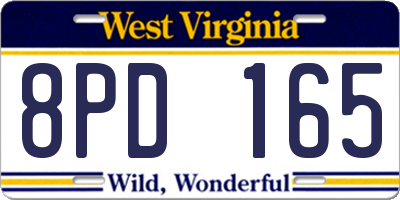 WV license plate 8PD165