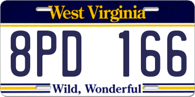WV license plate 8PD166