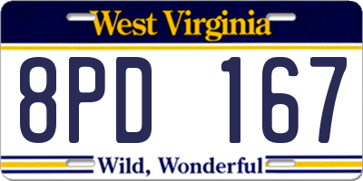WV license plate 8PD167