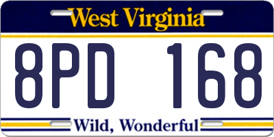 WV license plate 8PD168