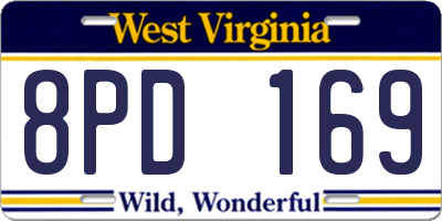 WV license plate 8PD169