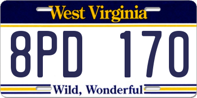 WV license plate 8PD170