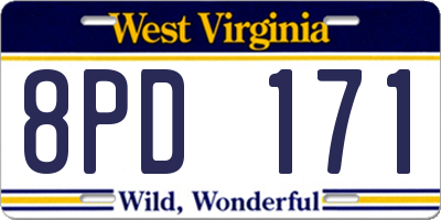 WV license plate 8PD171