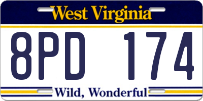 WV license plate 8PD174
