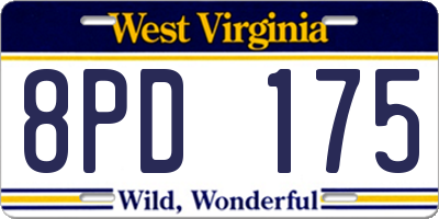 WV license plate 8PD175