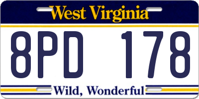 WV license plate 8PD178