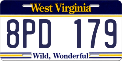 WV license plate 8PD179