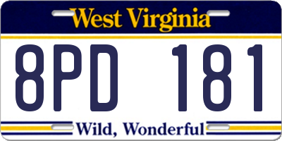 WV license plate 8PD181