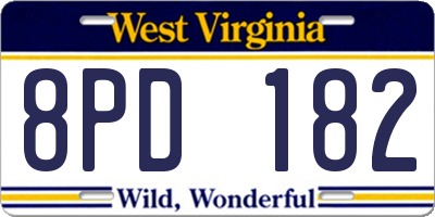 WV license plate 8PD182