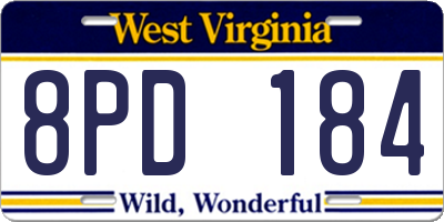 WV license plate 8PD184