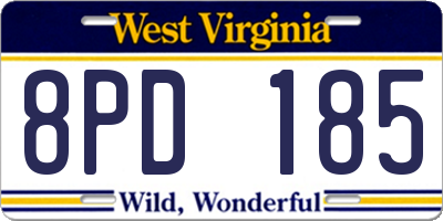 WV license plate 8PD185